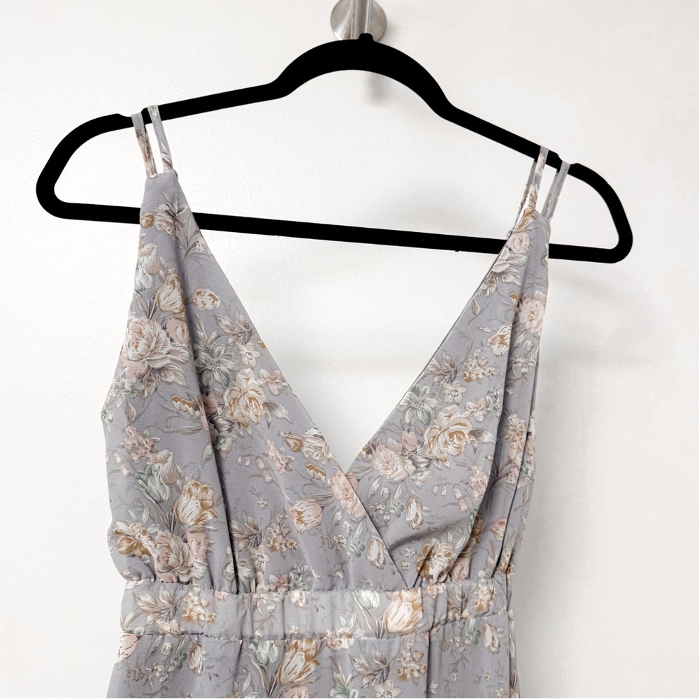 No Frills Floral Tie Back Sheer Skirt Winter Chic Midi dress Light‎ Purple Small - Picture 3 of 9